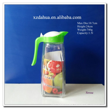 1.5L Glass Water Jug with Plastic Lid